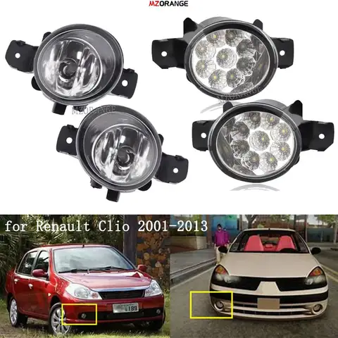 Luces antiniebla LED halógenas para coche, accesorios de faros delanteros, Kit de carrocería, para Renault Clio 2001, 2002, 2003, 2004, 2005-2012, 2013