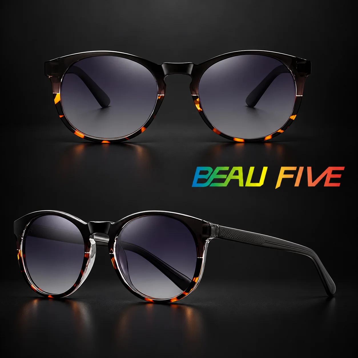 BeauFive Vintage Round Sunglasses for Women Men TR90 Sun Glasses Polarized Oval Eyewear Sunglasses for Male Female Eyeglasses