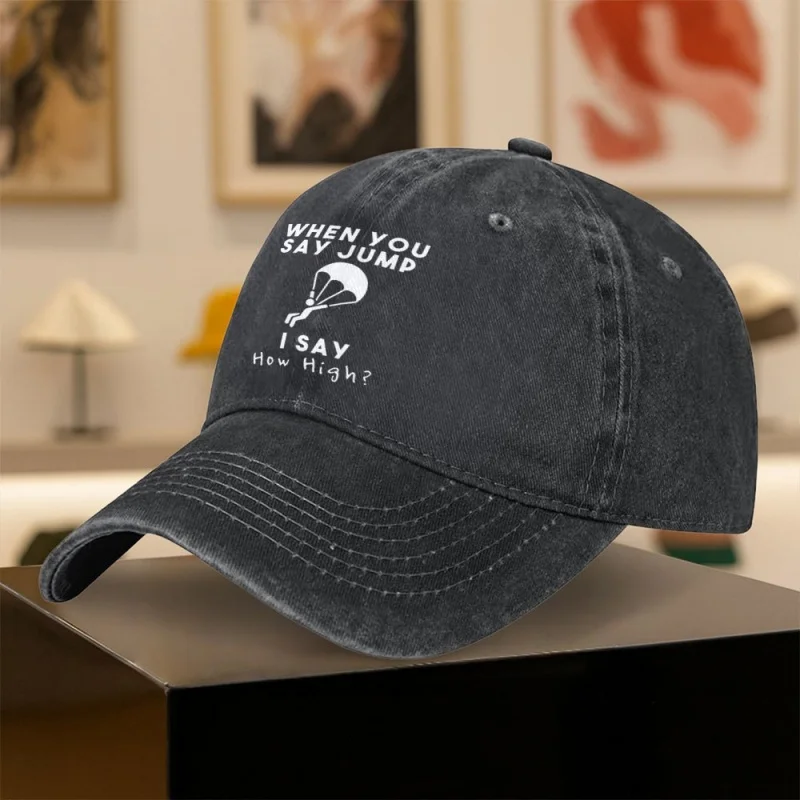 Vintage Washed Baseball Cap with Parachute Print – Unisex Outdoor Sports & Daily Wear