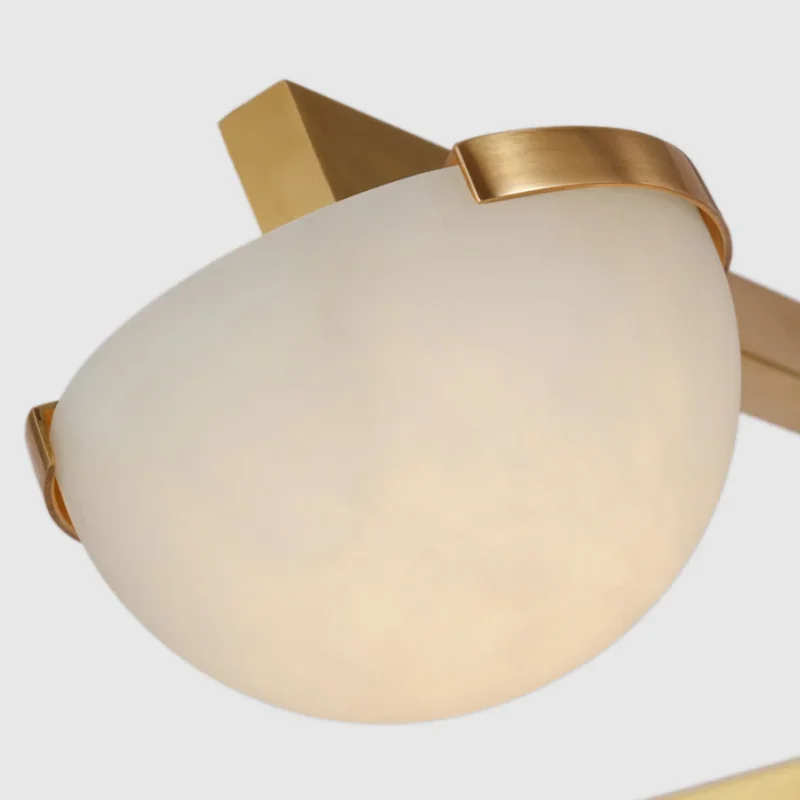 Stunning Brass Flush Mount 8-Light Staggered Arm Ceiling Light With Alabaster For Home Office 110V UL Standard