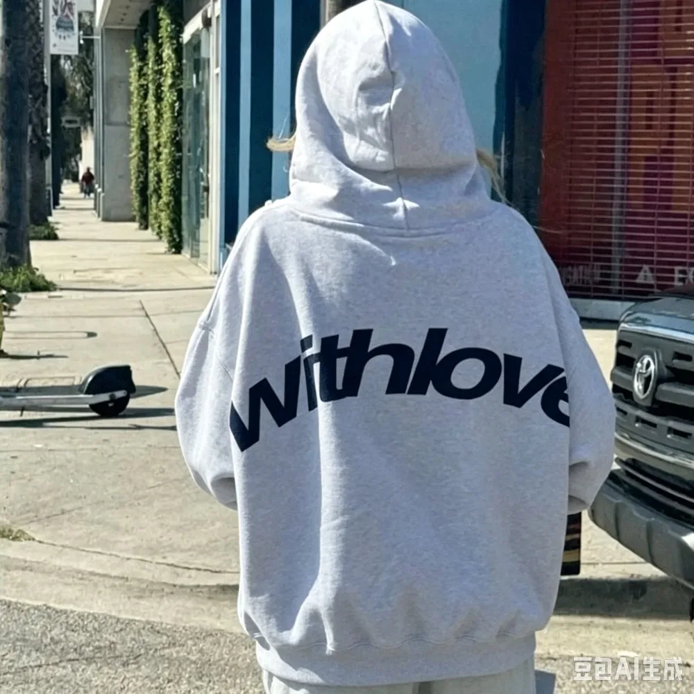 Autumn New 'With Love' Letter Graphic Printed Hoodie Men & Women Pullover Hooded Long Sleeve Sweatshirt Loose Casual Streetwear