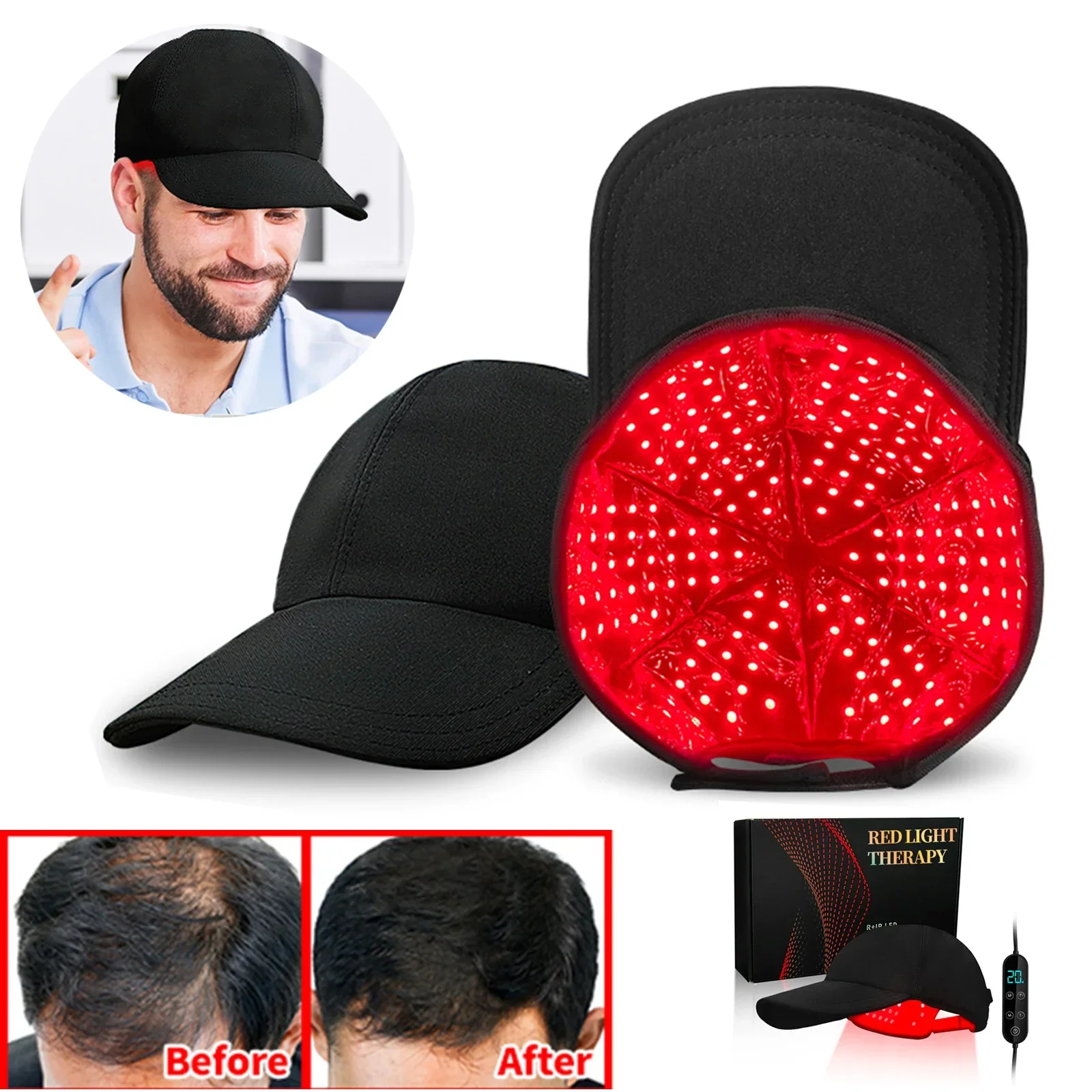 

180 LED Red Light Therapy Cap 660nm 830nm Near Infrared Helmet Scalp Massage Anti Hair Loss Hair Regrowth Scalp Care Device