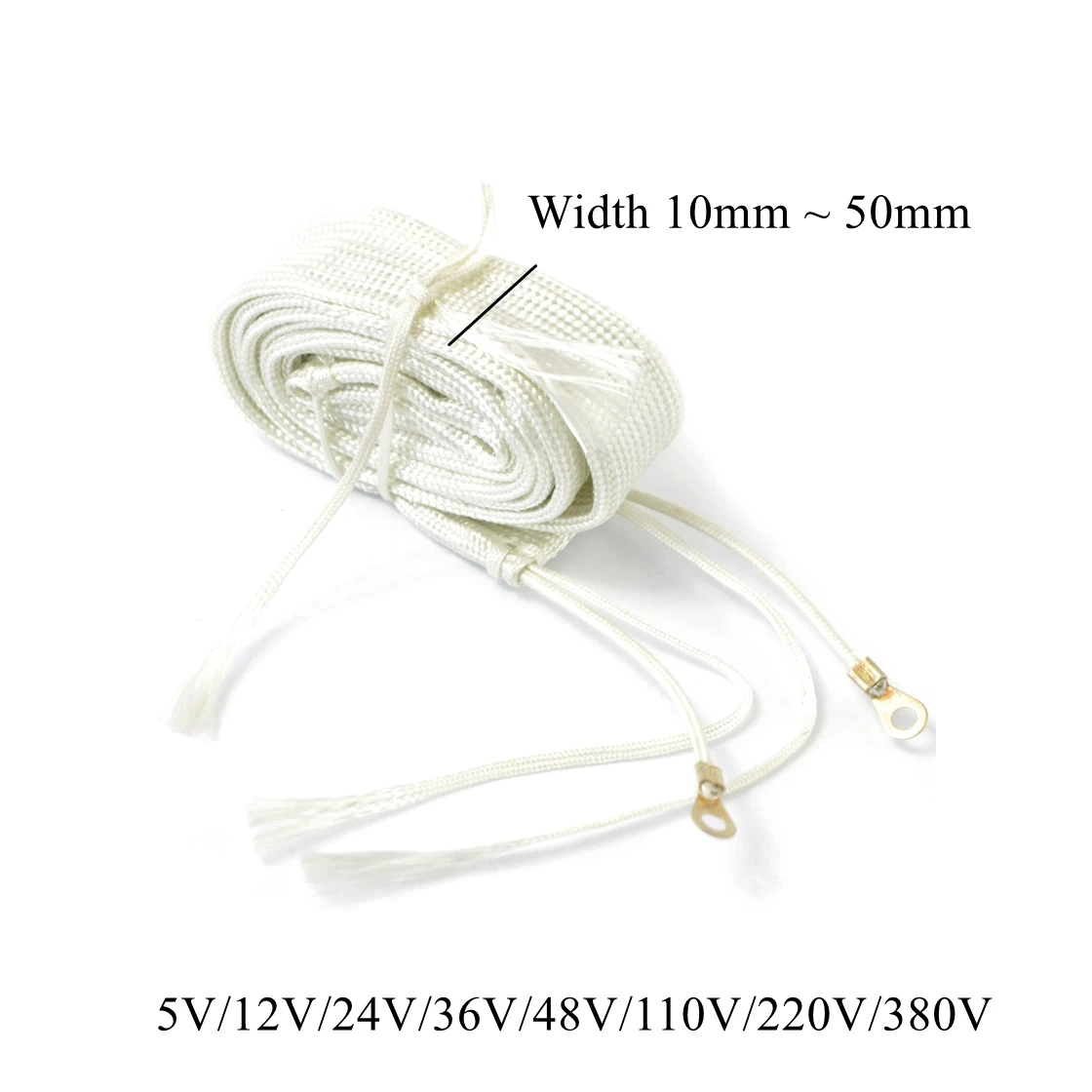 Glass Fiber Heating Belt Wire Electric Fiberglass Sheath Cable Band Strap Strip Infrared Dry Freeze Water Fire Pipe Rod 12V 220V