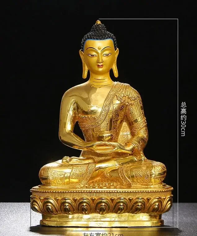 

30cm Amitabha Medicine Buddha Statue tibetan buddhism brass gilt sakyamuni