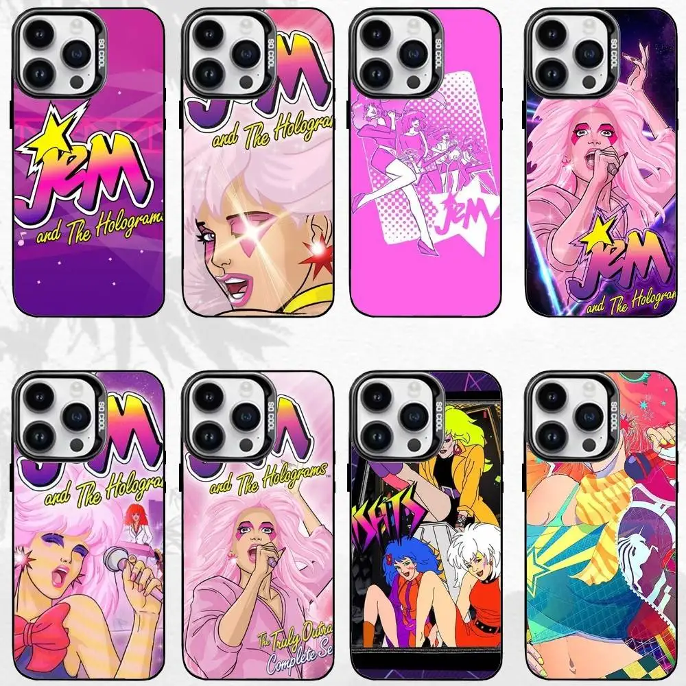 

J-Jem And H-Hologram Phone Case For iPhone17,16,15,14,13,12,11 Plus,Pro Max Black Matte Shockproof Cover