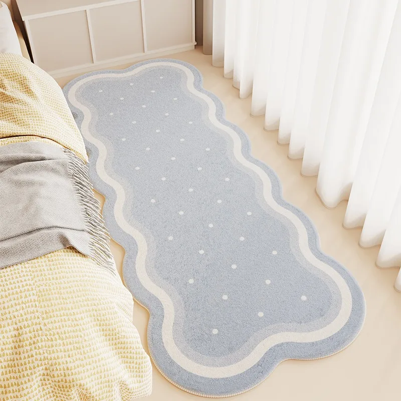 

Bedroom Long Carpet Bedside Floor Mat Runner Rug Soft Fluffy Carpets Pink Plaid Sweet Cute Girl Home Decoration Rugs 침실 카펫