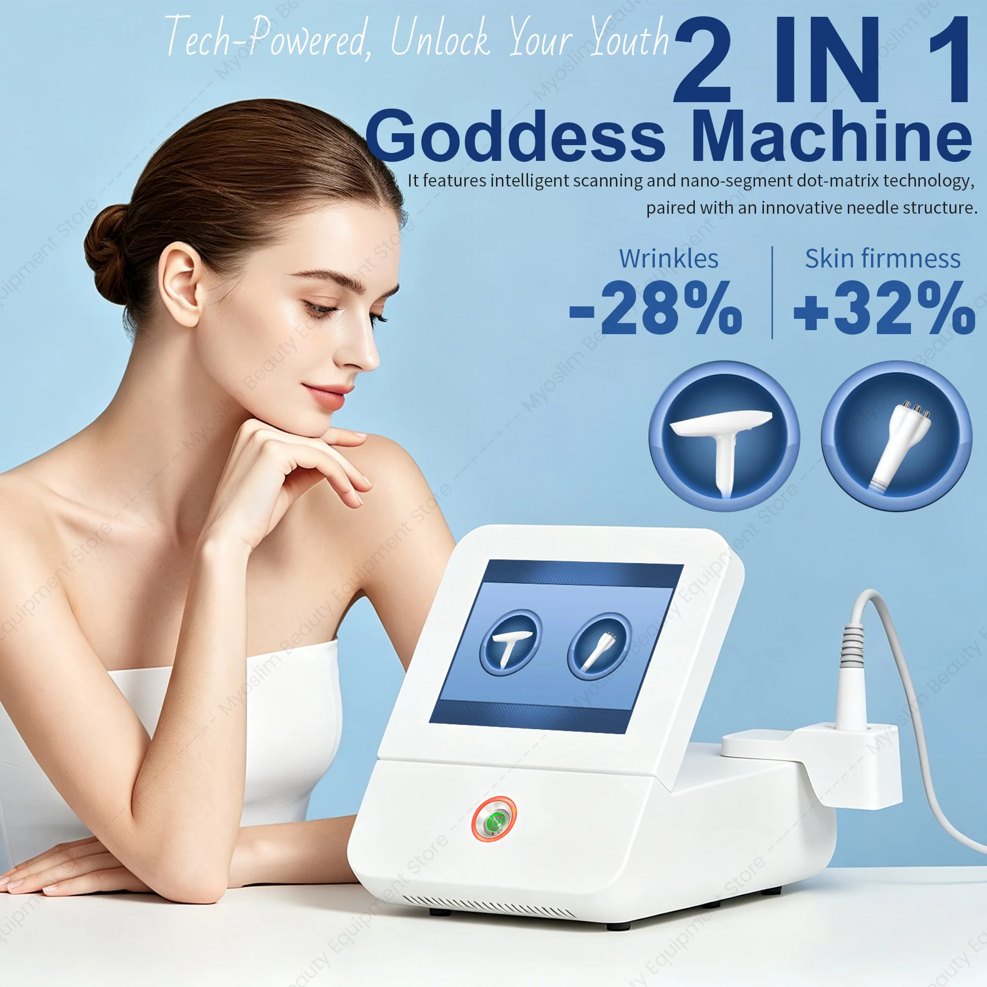 Fractional+ RF Goddess Machine Non Invasive Face Lifting Skin Tightening Acne Scar Removal Pore Reduction Beauty Device