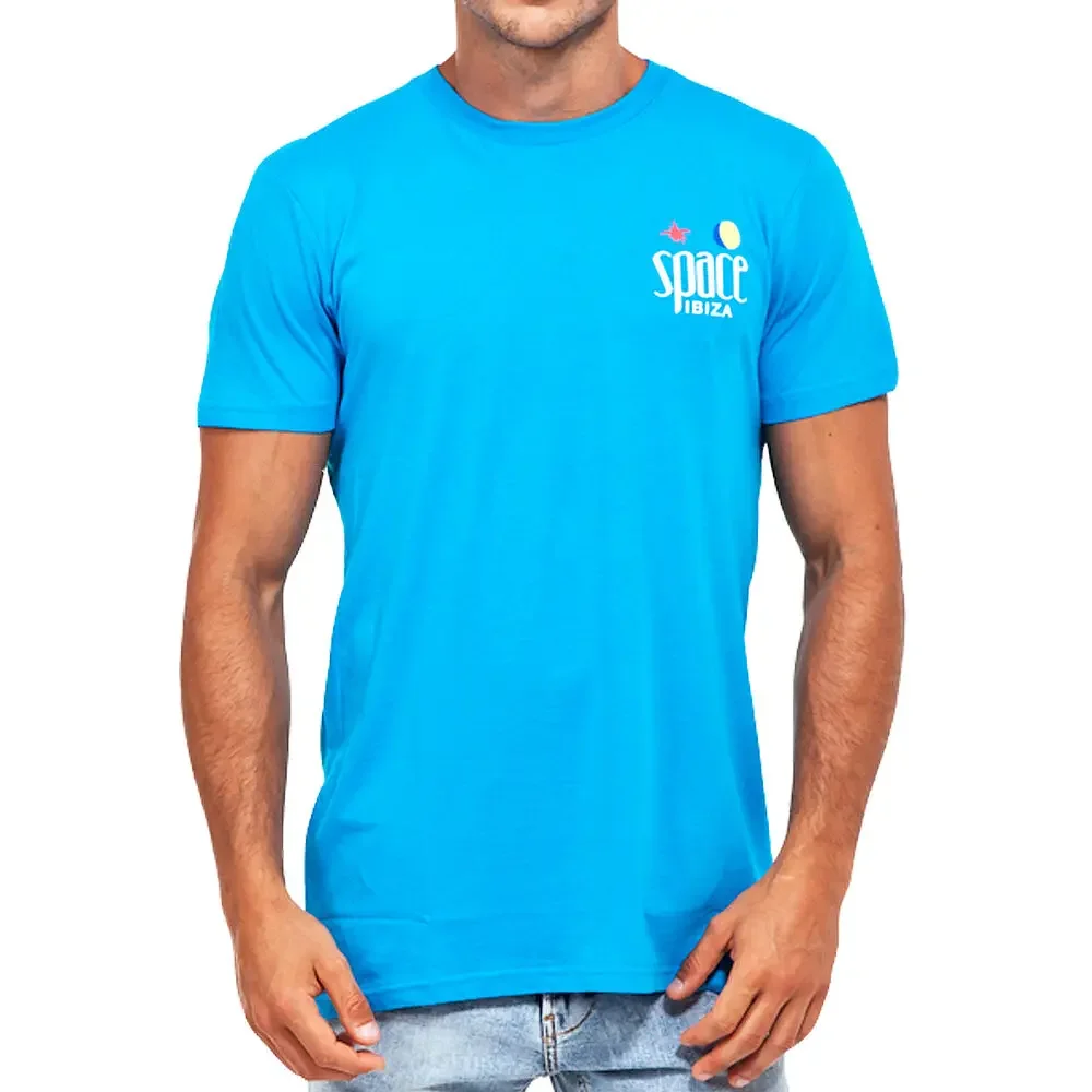 Space Ibiza Men'S T Shirt Beach Club Logo Turquoise Top Beefa Night