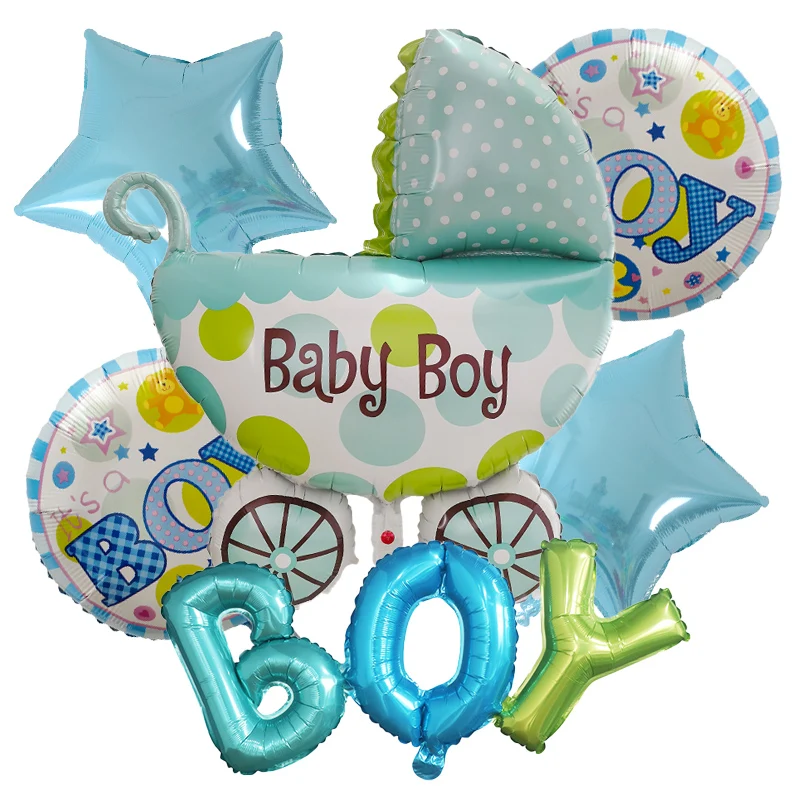 6Pcs Kids Birthday Theme Party Balloons Boy Girl Foil Helium Balloon Baby Shower First 1st Decorations Air Globos Supplies Toys