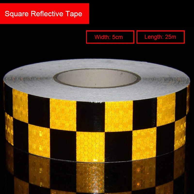 5CMX25M/Roll Square Marking Truck Car Reflective Safety Warning Conspicuity Sticker Tape Water-resistant High Stickiness