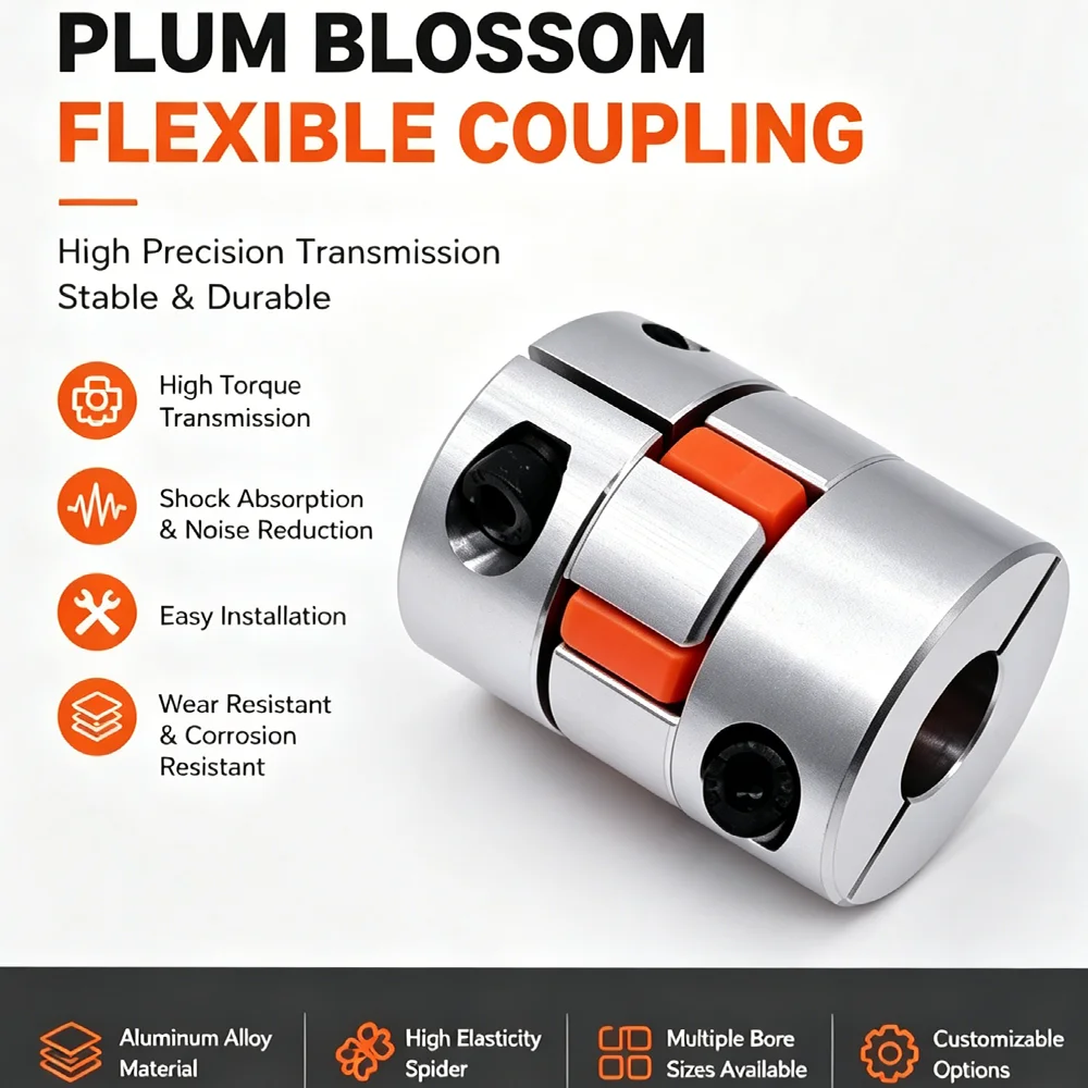 D30L40 Flexible Spider Plum Shaft Coupling 6mm 6.35mm 8mm 10mm 12mm 14mm Bore Stepper Servo Motor Shaft Coupler CNC Connector