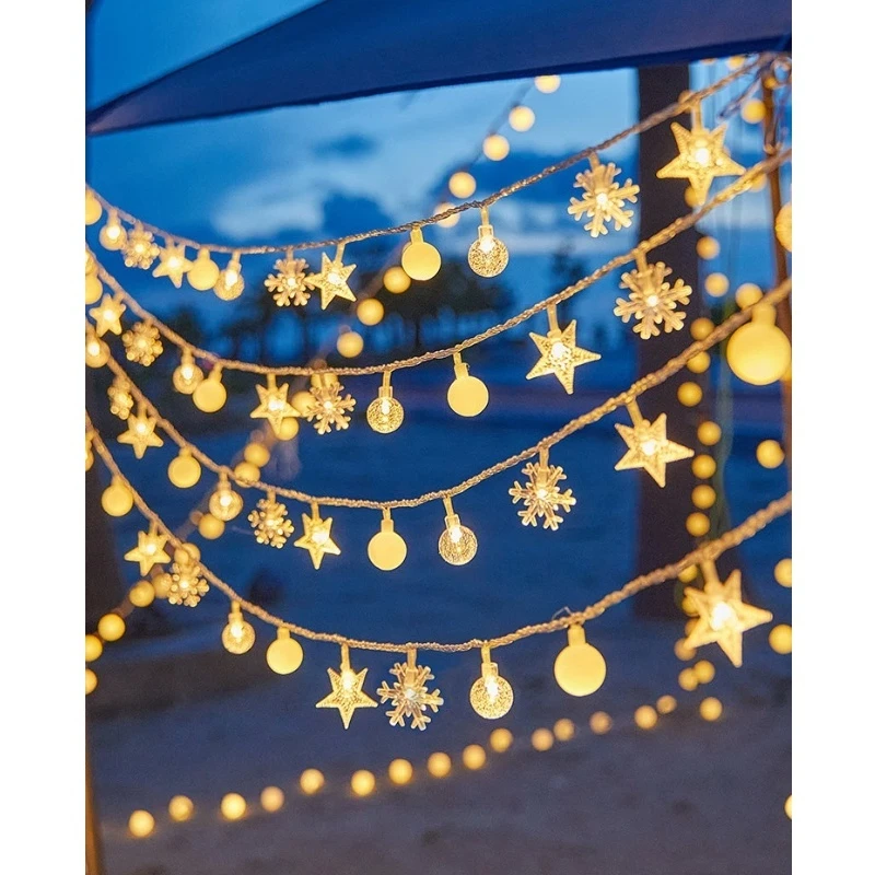 Led Star Fairy Light Strings Outdoor Ambient Festive Lights Battery Powered Perfect For Camping Night Markets Street Stall