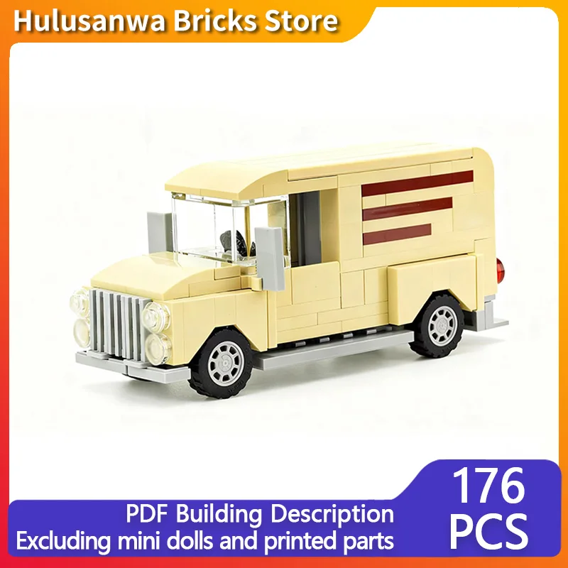 

Модель городской автомобиль MOC, строительные кирпичи, классический автомобиль, почта, фургон, модульная технология, детские праздничные подарки, сборные игрушки, костюм