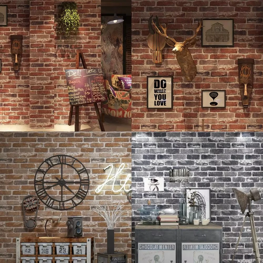 Retro Nostalgic 3D Imitation Brick Pattern Brick Wallpaper Bar Red Brick Storefront Decor Background Wall Papers Papel De Parede