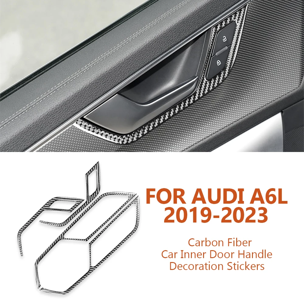 

For Audi A6L-C8 A7 2019-2023 Anti-Scratch Carbon Fiber Car Inner Door Handle Panel Decoration Stickers Auto Interior Accessories