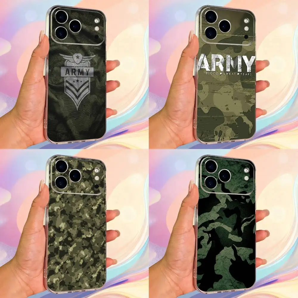 

Jungle Art Army Camouflage Phone Case For iPhone 14,13,12,11,17,16,15,Pro,Max,Plus,X,XS,XR,SE,Mini Transparent Soft Cover