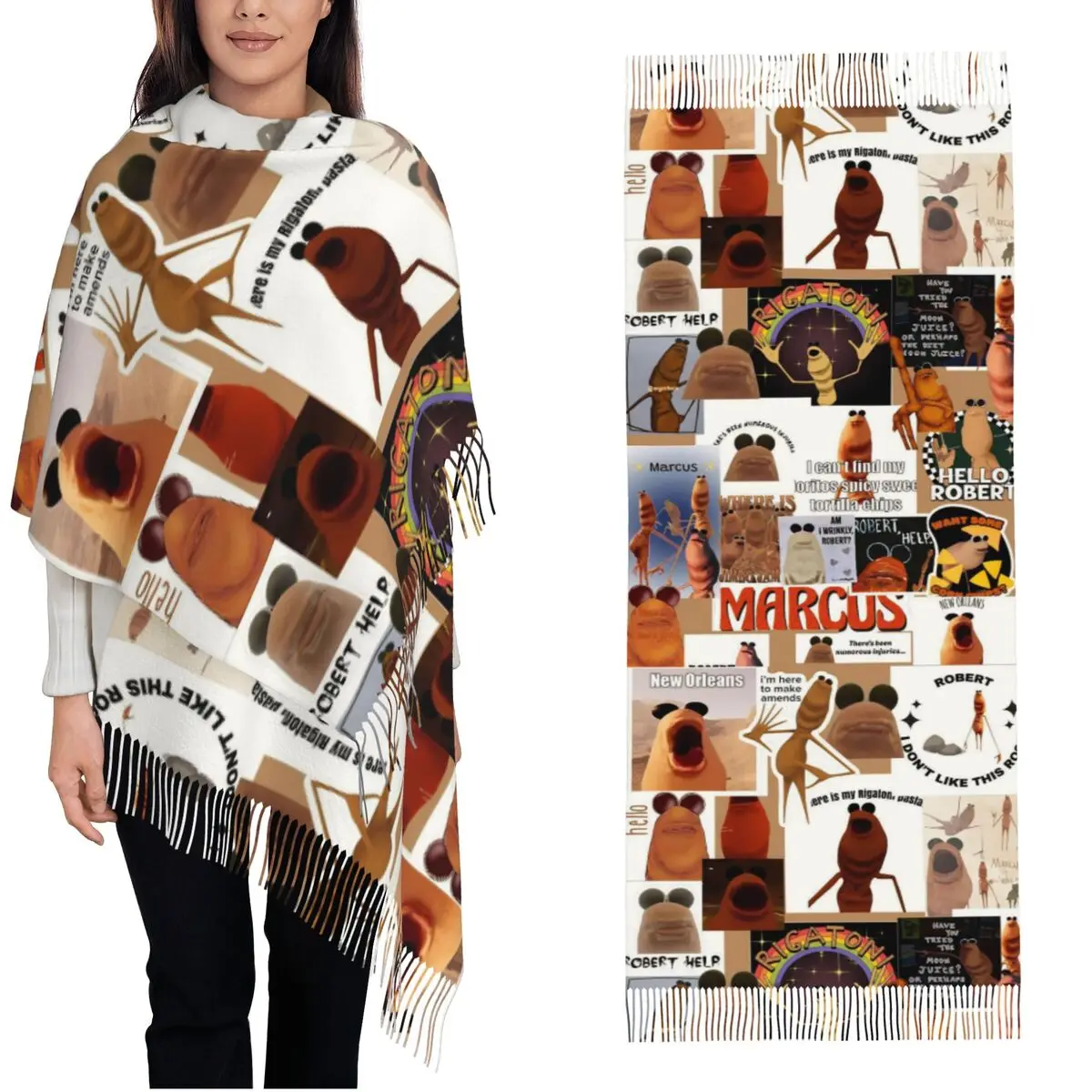 

Marcus The Worm Funny Meme Scarf for Women Fall Winter Pashmina Shawl Wrap Long Large Shawl Scarf for Daily Wear
