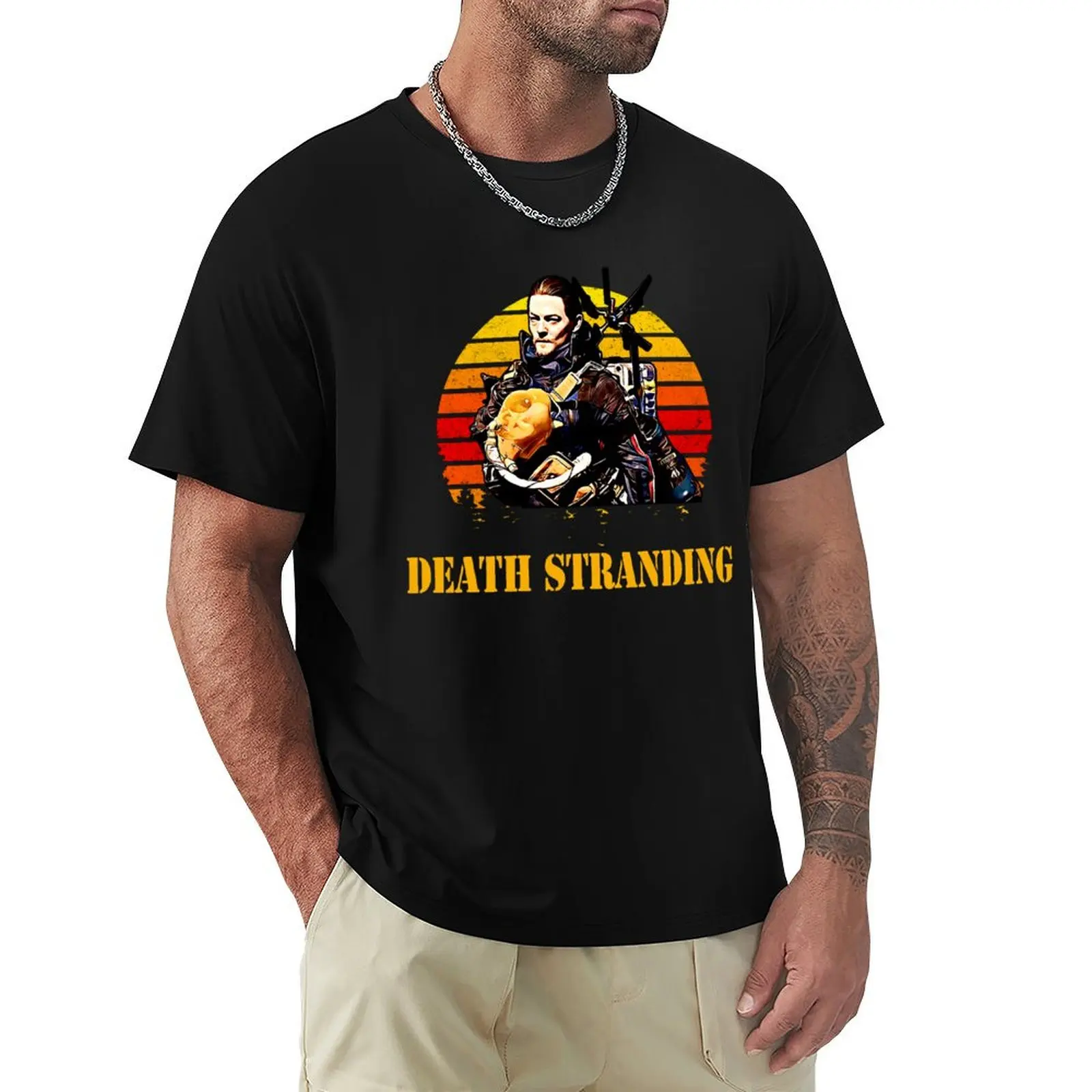 

Retro death art stranding game for fans T-Shirt Work Duty Casual T-Shirt