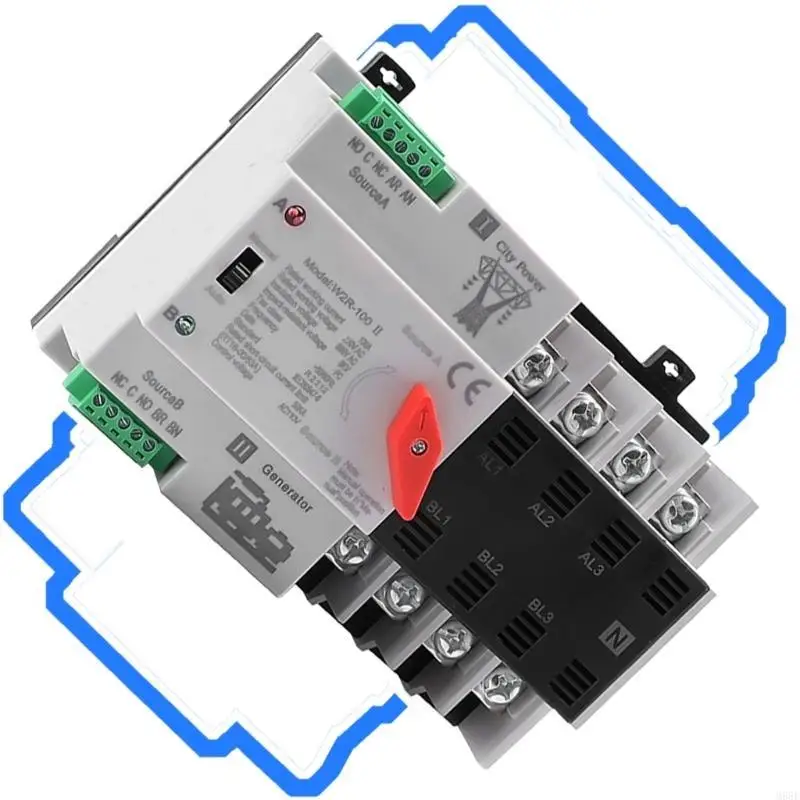 

100A AC110V Automatic Transfer Switches with Overvoltage defense Easy to Use for Home Generators & Solar Power Systems M68E