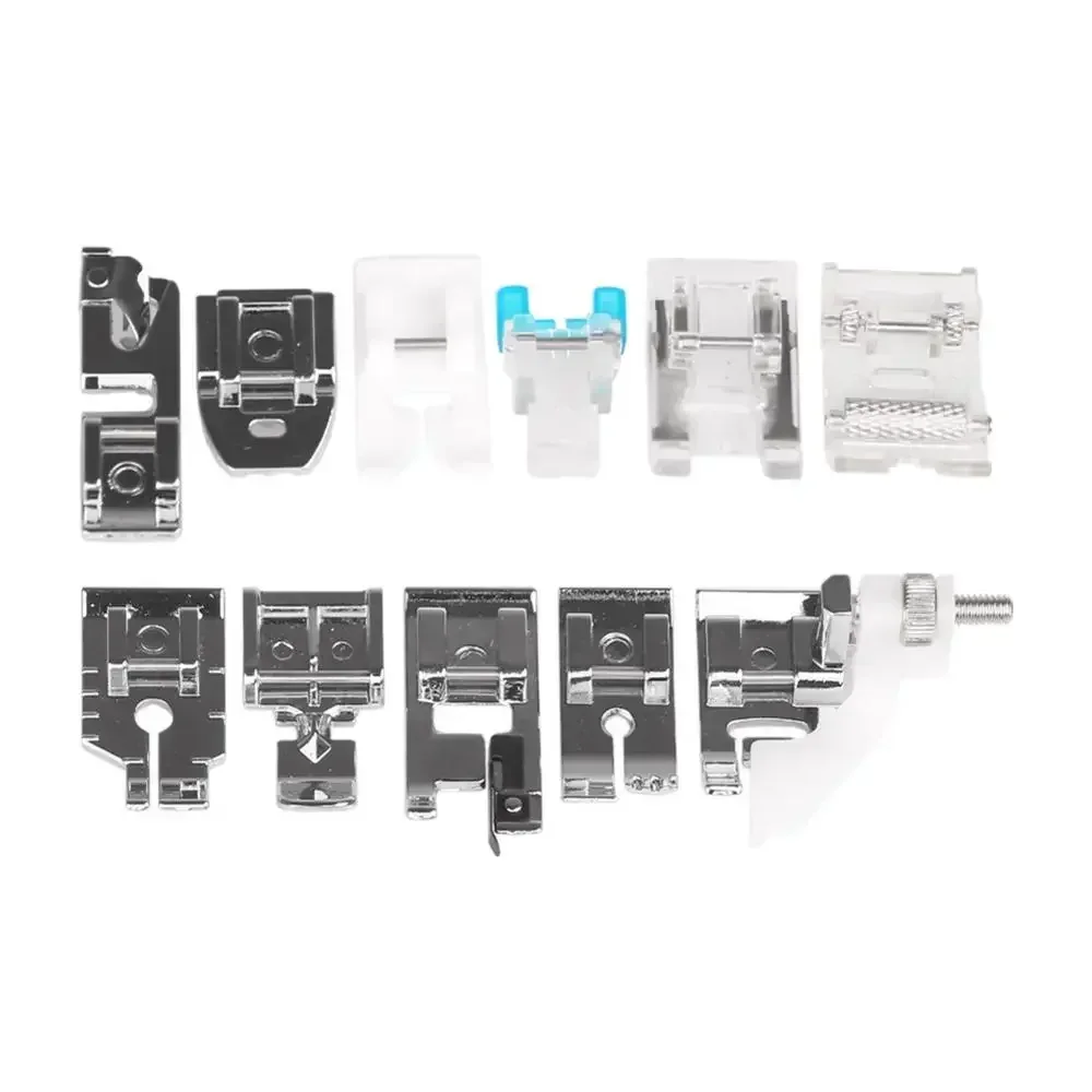 11PCS Presser Foot Kit Set Fabric Presser for Sewing Accessories Fit for Singer Brother Janome Domestic Sewing Machine Parts