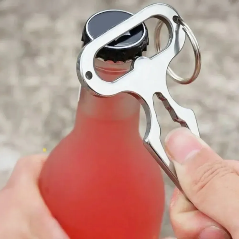 Portable Manual Wrench Keychain Bottle Opener Stainless Steel Self Defense Spike Outdoor EDC Survival Multi-functional Wrench