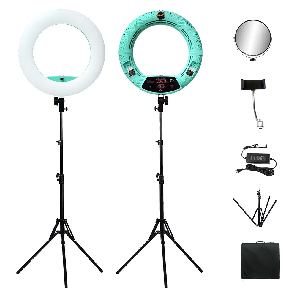 Yidoblo FD-480 18인치 디밍 가능 LED 링 램프 키트 96W LED 메이크업 문신 조명 램프 링 라이트 + 스탠드(2M)+ 핸드백