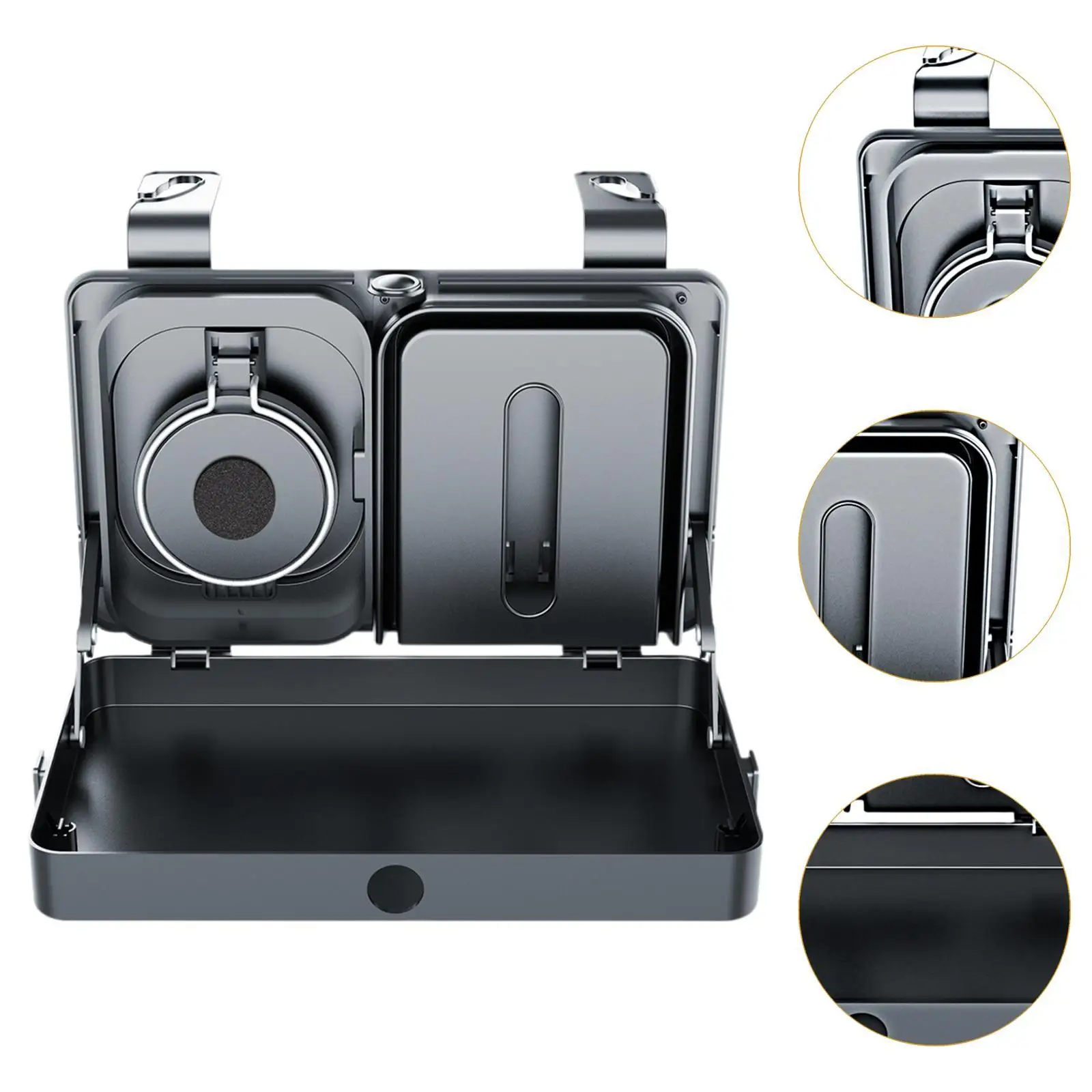 Universal Car Backseat Foldable Tray Adjustable Food Desk ABS Organizer with Cup Holder and Hook for Family Trips
