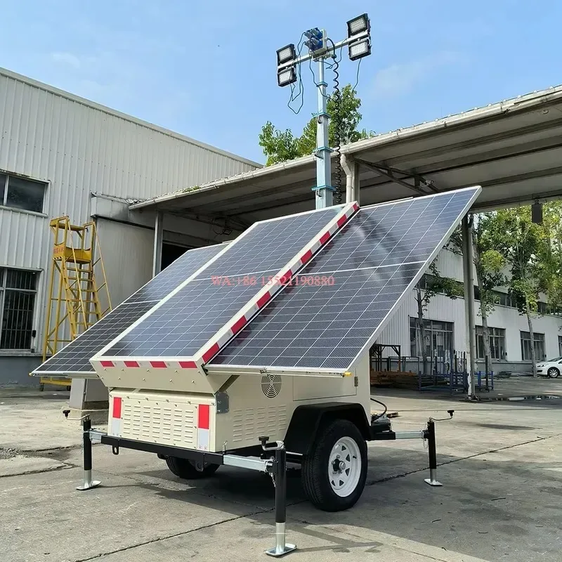 wmwmnu for 9m Mobile Solar Energy Workstation Heavy Duty 4x150W LED Light Tower IP67 Rated for Mining Oilfield and Industrial