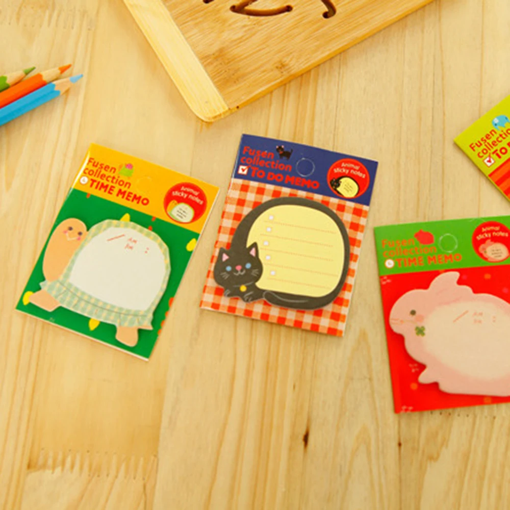 1/2/3PCS lot Creative Stationery Animal Series Cute Paper Memo Pad / Sticker Post Sticky Notes Notepad School Office