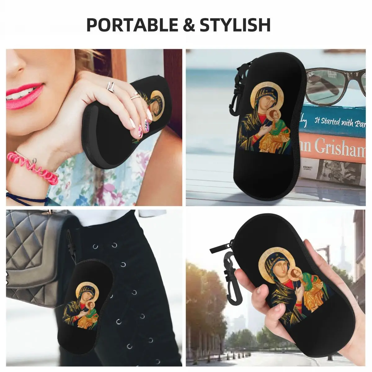 Custom Our Lady Of Perpetual Help Shell Eyeglasses Protector Cases Fashion Sunglass Case Catholic Virgin Mary Glasses Bag