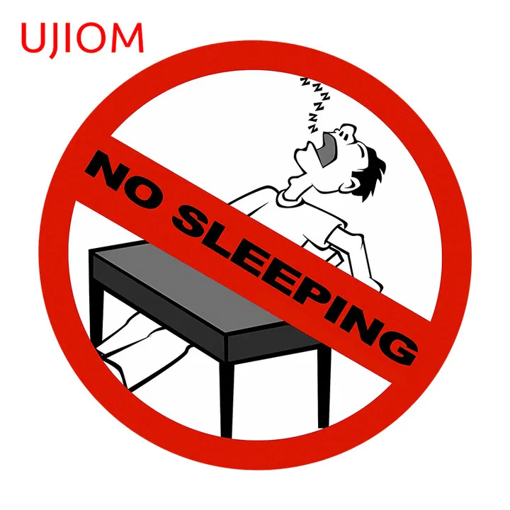 UJIOM 13cm x 13cm No Sleeping Warning Wall Sticker Personality Computer Decal Waterproof Scratch Resistant Vinyl Creative JDM