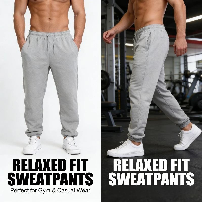 

2025 New Men's Relaxed Straight-Leg Sweatpants Fleece Lined Casual Joggers for Autumn Winter Loungewear & Casual Wear​