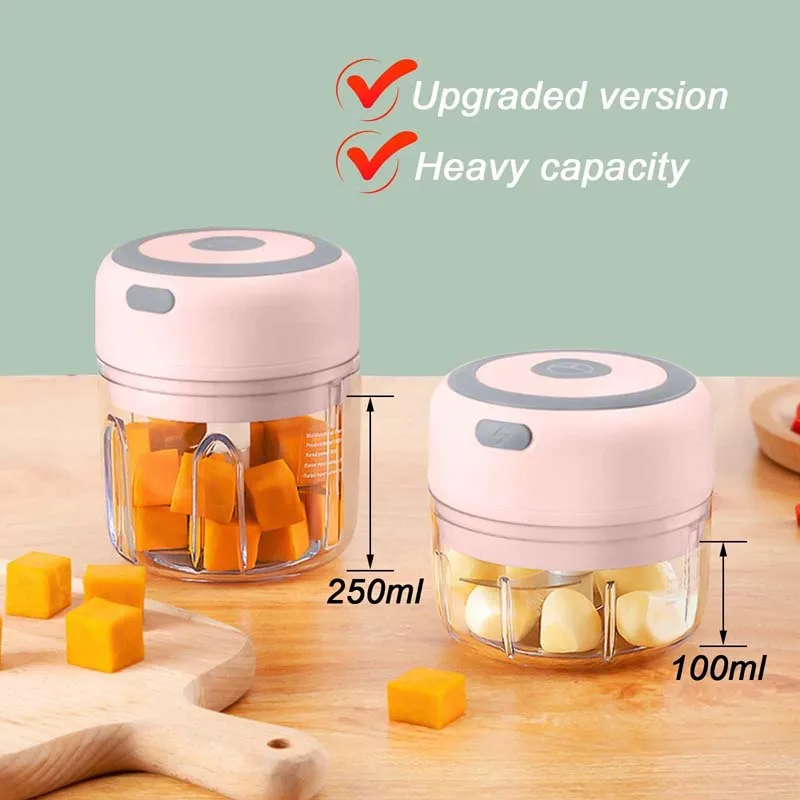 250/100mL Mini Electric Garlic Chopper Powerful Garlic Mincer USB Charging Ginger Garlic Onion Meat Masher Crusher Chopper