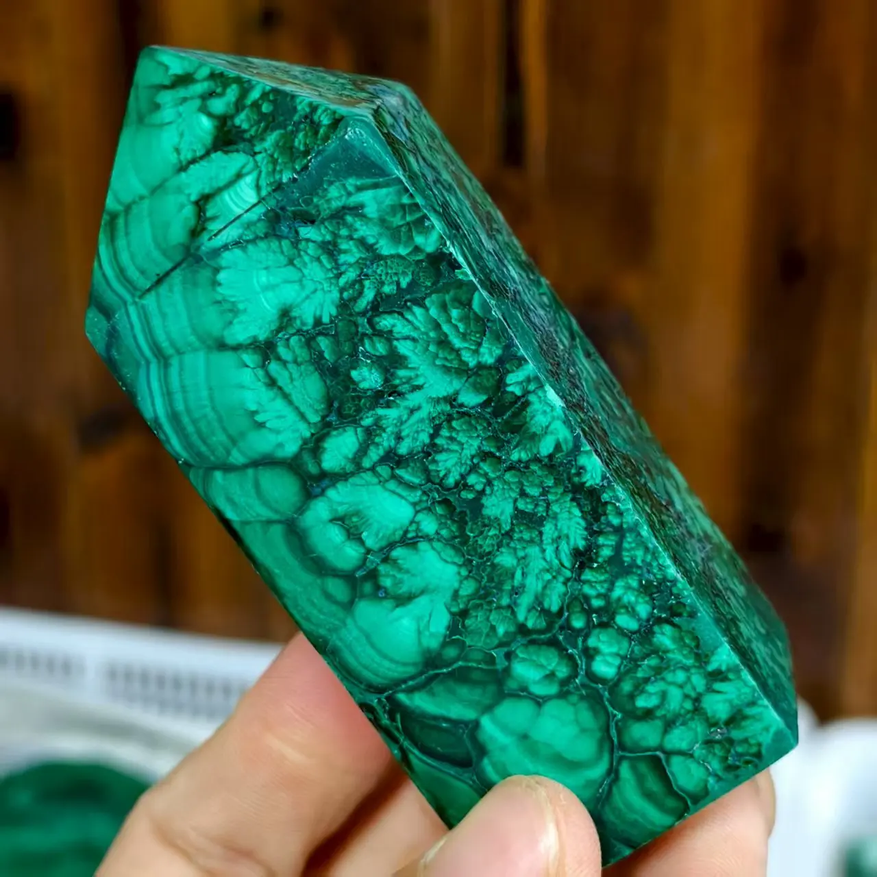 

Natural Green Malachite Obelisk, Quartz Crystal Green Malachite Polished Magic Wand, Mineral, Reiki, Healing