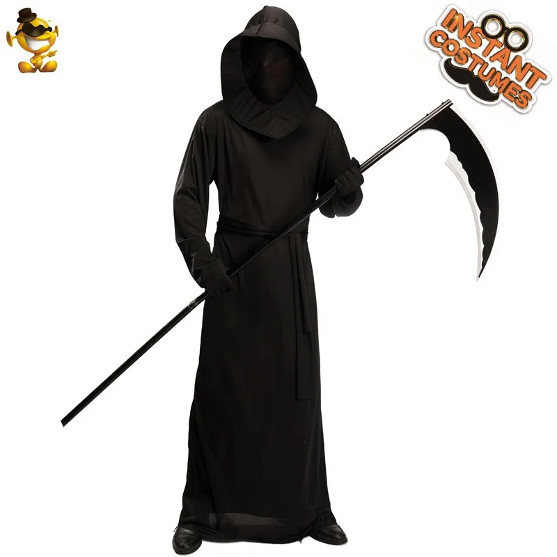 Erwachsene Männer schwarzen Dämon Halloween Kostüm Ghost Festival Sichel Monster Rollenspiel Kostüm Tod Gott Bühne Performance Kostüm