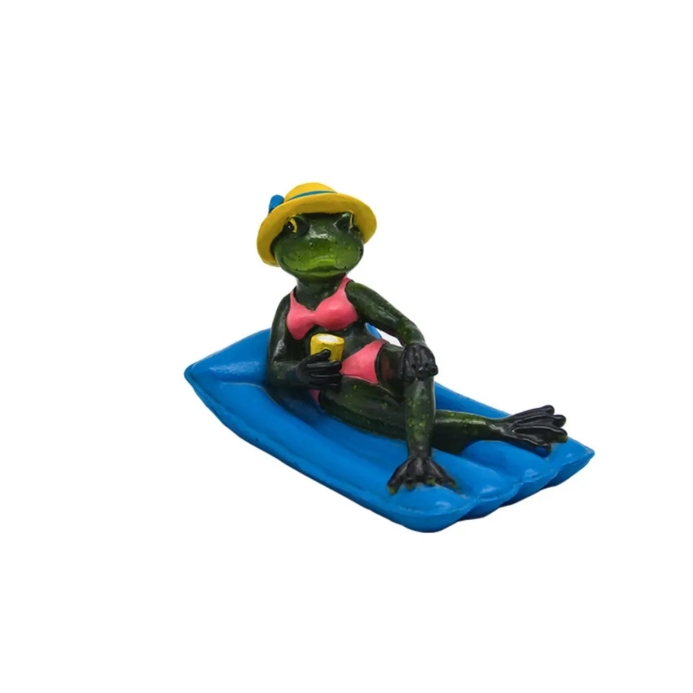 

Funny Resin Frog Statue Cute Waterproof Miniatures Figurine Cartoon Floating Pond Ornament Fish Pond