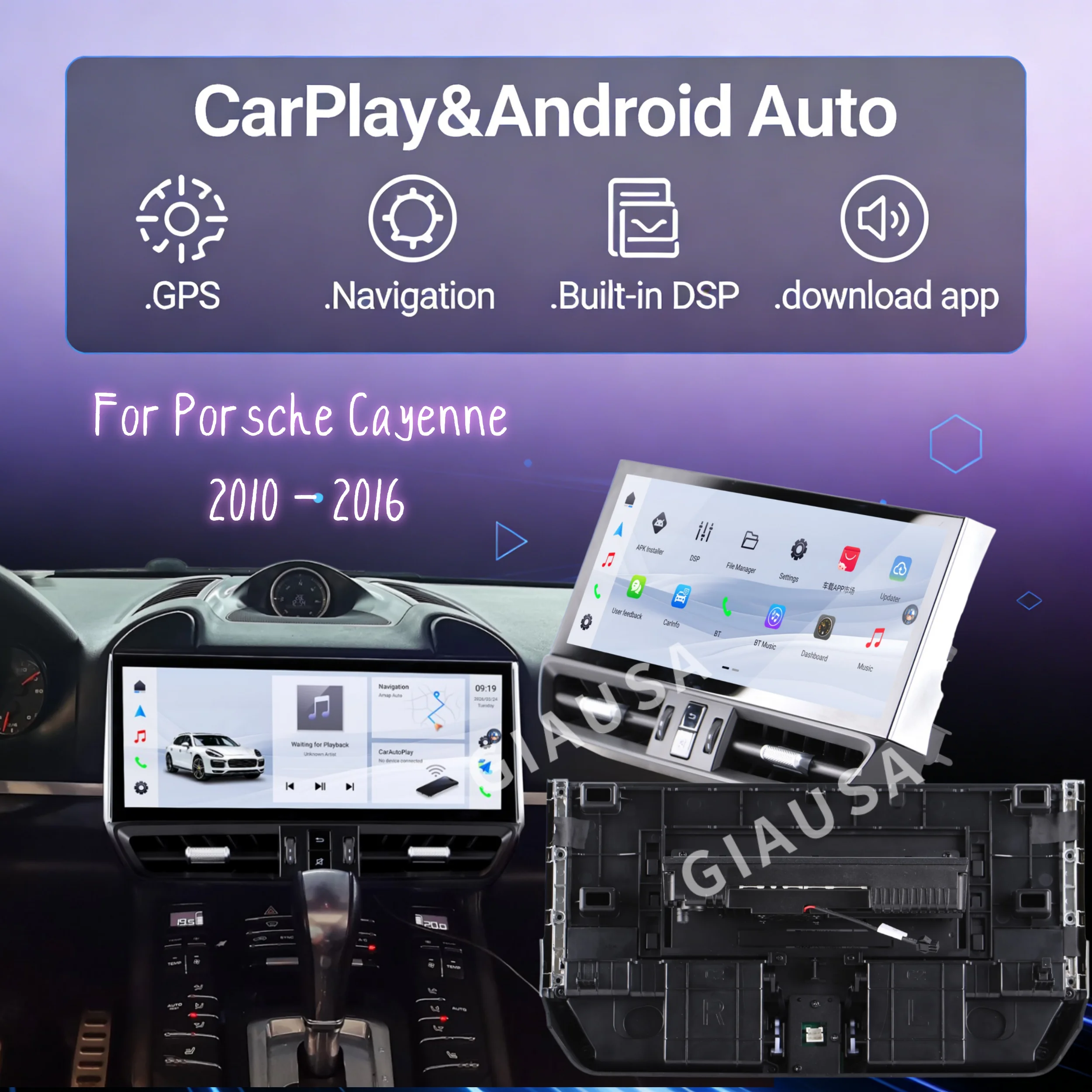 

Автомобильные аксессуары для Porsche Cayenne 2010-2016: QLED автомагнитола, CarPlay, Android, GPS-навигация, мультимедийный видеоплеер, Wi-Fi.