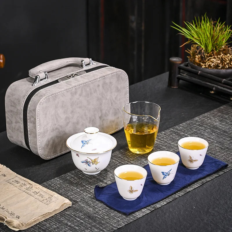 

Chinese Gaiwan Teawere Designer Cool Ceramic Teapot Kettle Set Travel Kong Fu Tea Kit Gift Porcelain Tea Ceremony Drinkware