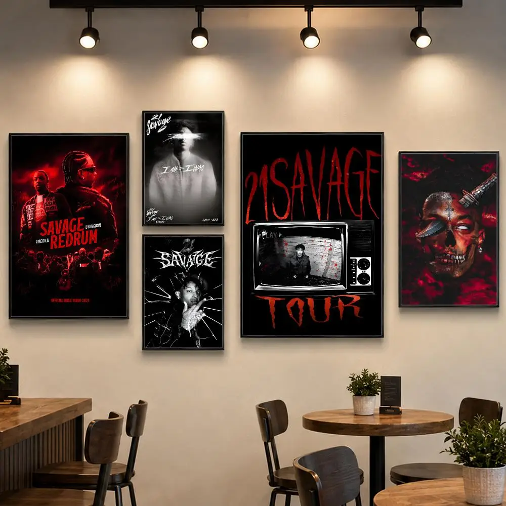 Rapper 2-21 Savage Poster PP Paper Decorative Wall Art for Living RoomsBedrooms Bars Cafes Stylish Home Decor Gift