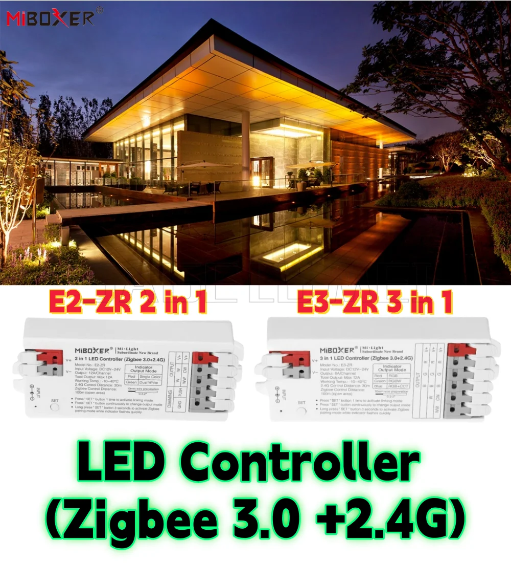 

Новый светодиодный контроллер Mi Light Miboxer Zigbee 3.0+2.4G E2-ZR E3-ZR работает для переключения режима вывода 2/3 через одна кнопка Ленты Диммер