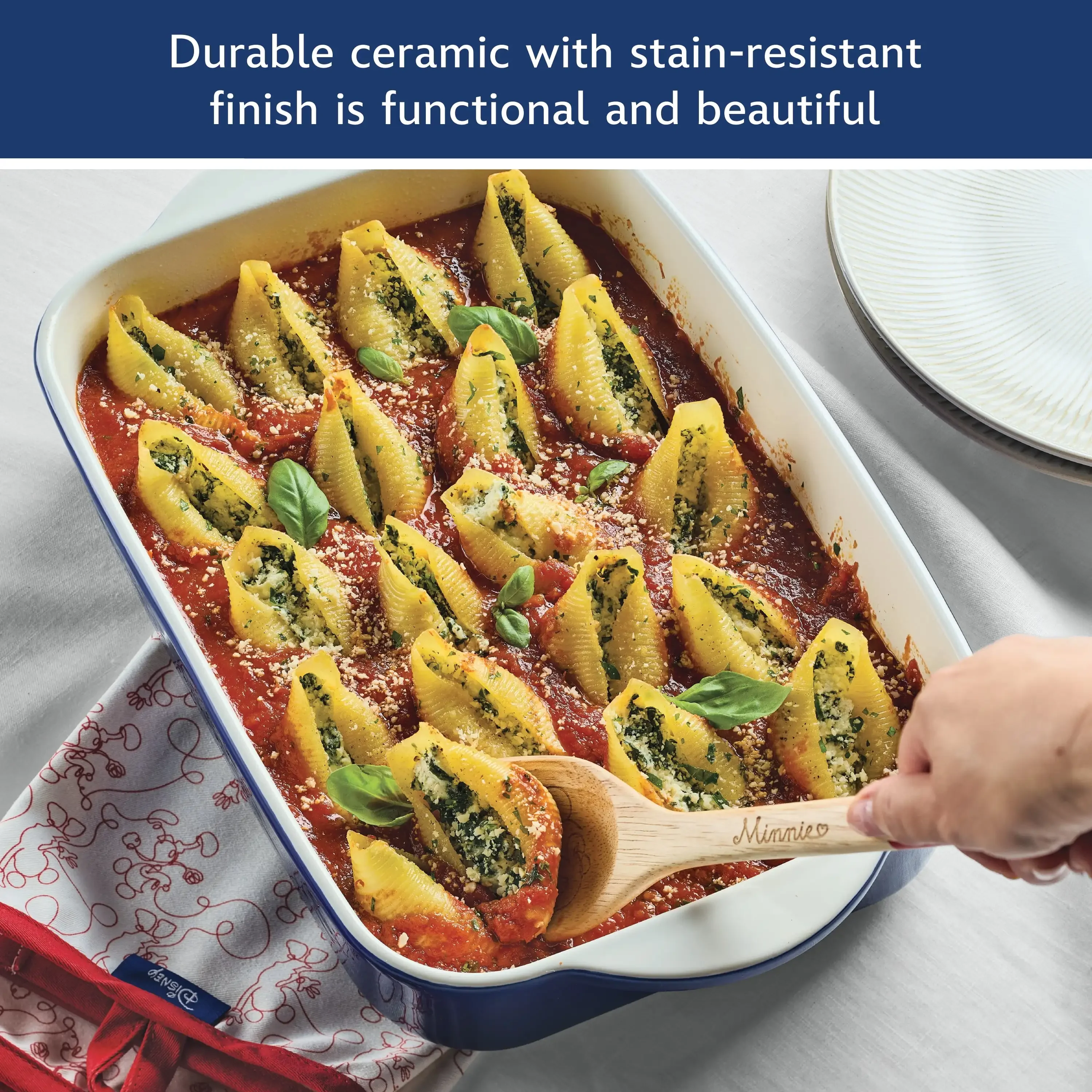 2ピースセラミックベーカーセット、ローストやサービングに最適、食器洗い機と電子レンジ対応で簡単に掃除できます。