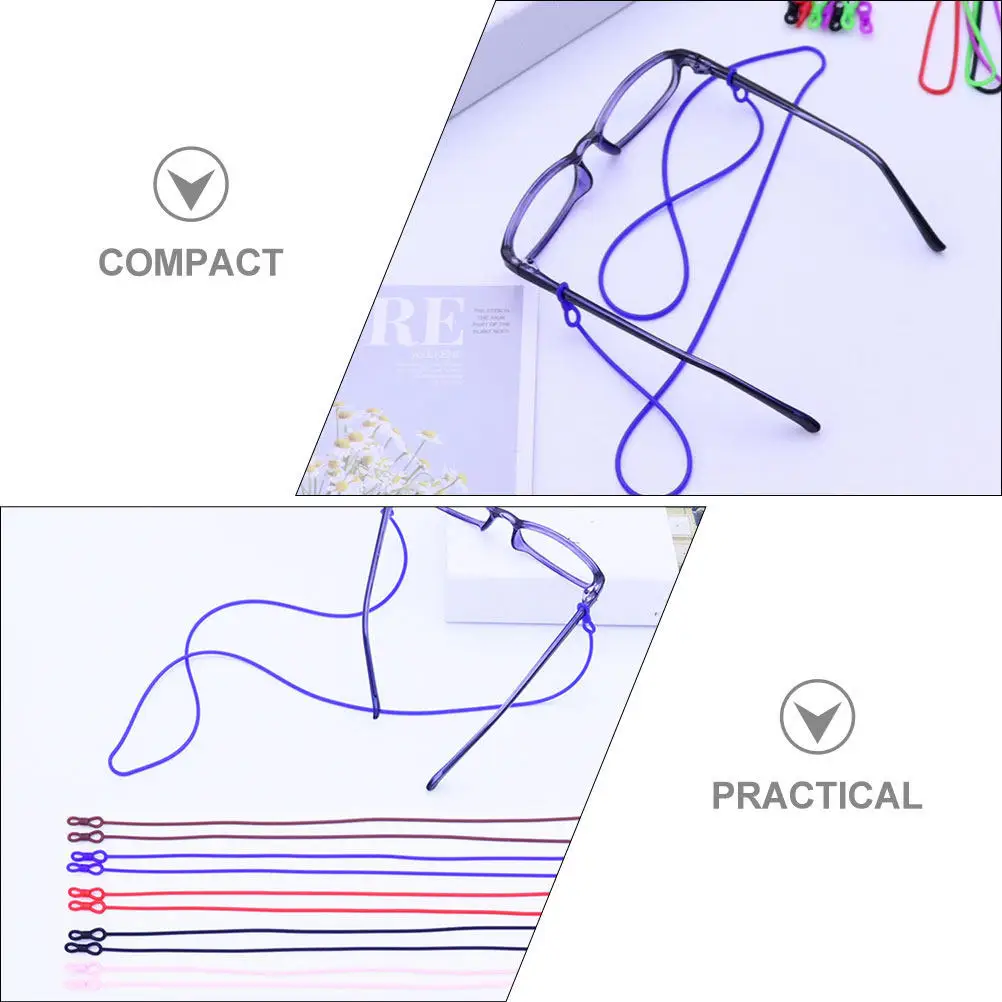 

6Pcs Loop Style Glasses Lanyards Anti-Lost Elastic Silicone Rope Eyewear Holder Lightweight Neck Strap for Men Women Outdoor Use