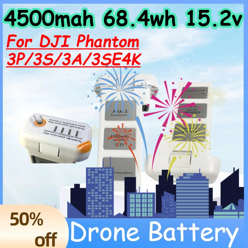 

4500mah 68.4wh 15.2v Drone Battery for DJI Phantom 3P/3S/3A/3SE4K Smart Flight Replaceable Rechargeable Battery