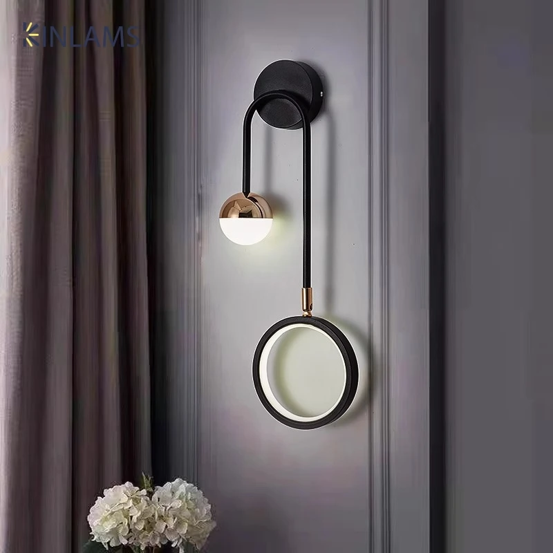 nordic quarto cabeceira luz de parede sala estar anel circulo bola iluminacao led interior moderno simples hotel corredor lampada parede luxo 01