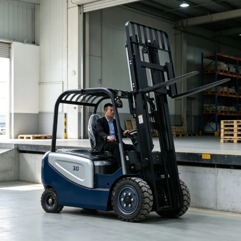 Low Profile 2 Ton Full Electric Walkie Forklift Small Workshop Smooth Light Cargo Transport Lift Truck