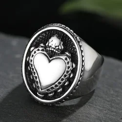 Dropshipping Stainless Steel Ladies Mens Biker Punk Sacred Heart Of Jesus God Ring Cross Amulet Jewelry For Man Gift