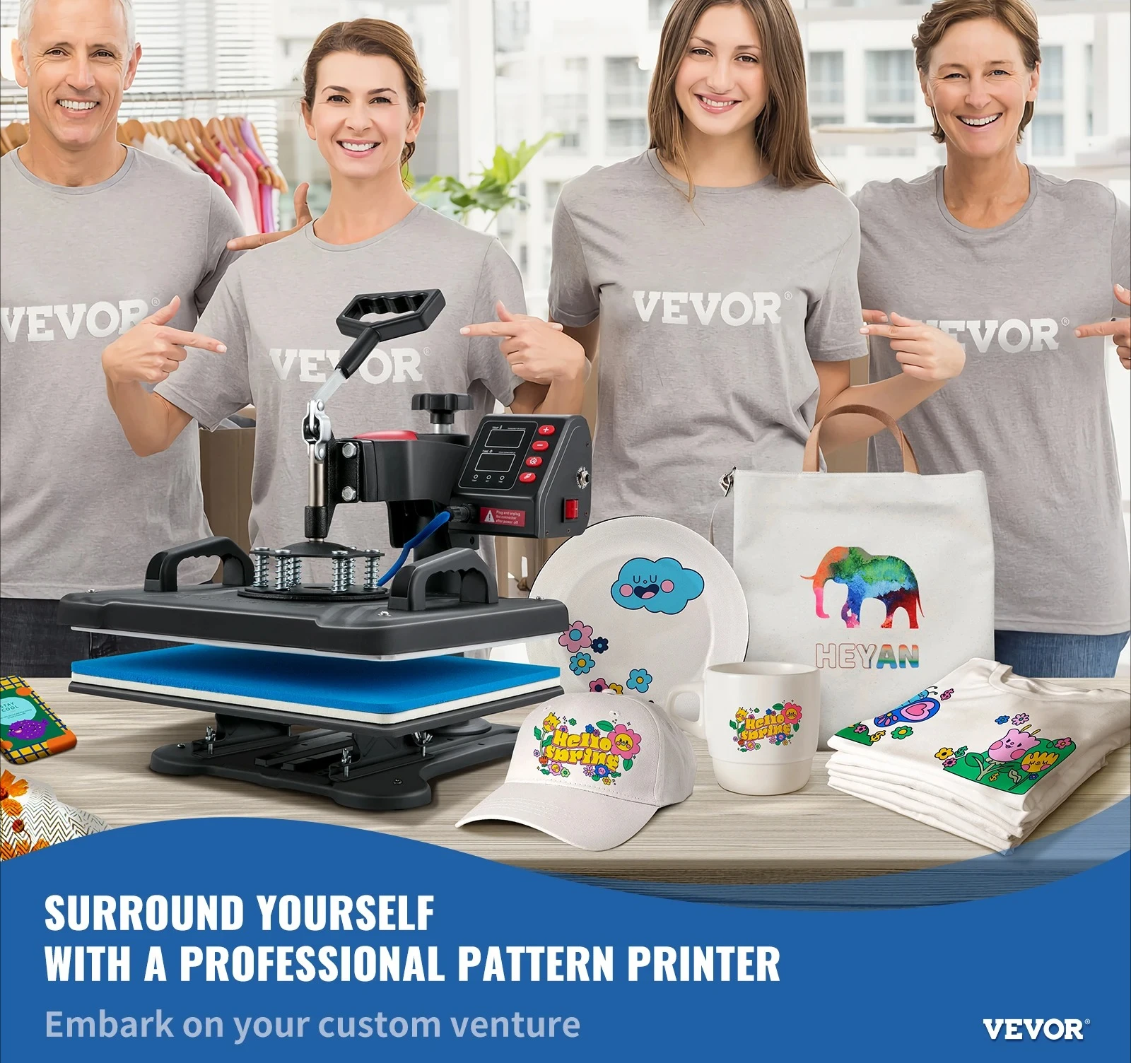 12x15in Clamshell SucceBuy 5in1 Heat Press Machine Digital Precise Temperature Control Sublimation Transfer Printer Heat Press