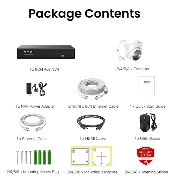 ZOSI 8CH Expand 16CH 4K PoE Security IP Cameras CCTV System 8MP Person Vehicle Detection Outdoor Video Surveillance Cams Kit