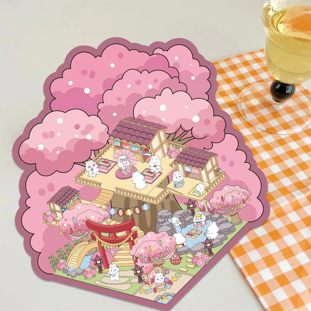 Cartoon Landscape Stickers Miniature World Small Creative 3D Cabin Decompression DIY Scene Home Interaction PET Stickers