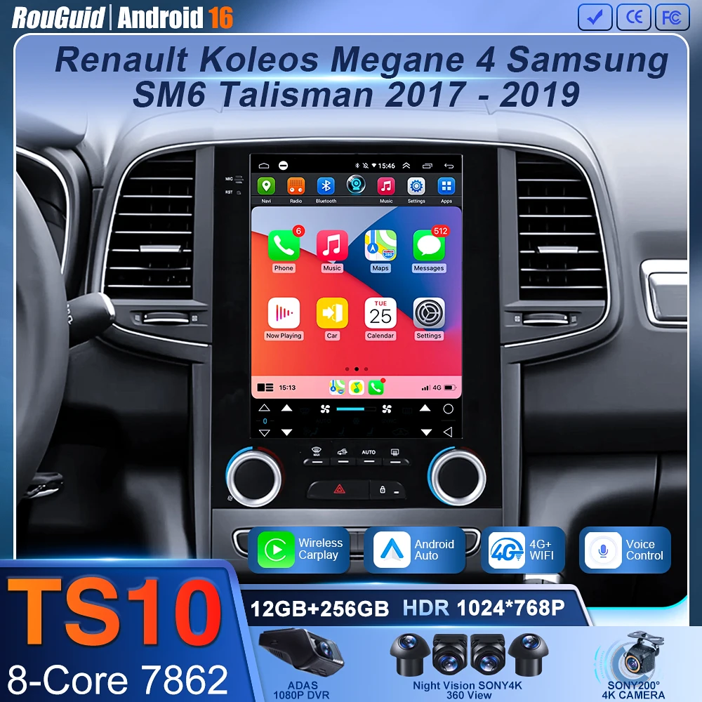 9.7 Inch Android 16 For Renault Koleos Megane 4 Samsung SM6 Talisman 2017-2019 Car Radio Head Unit Multimedia Player Navigation view 2